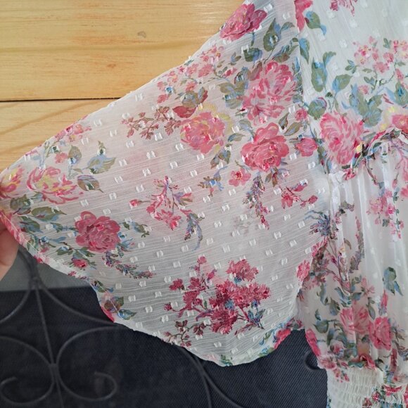 Vintage Laura Ashley Women's Small Knee Length Floral Dress Swiss Dot Baby Doll - Picture 3 of 11